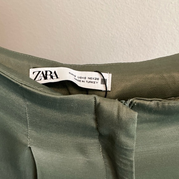 Zara Olive Green Wide-Leg Trousers - Picture 3 of 3